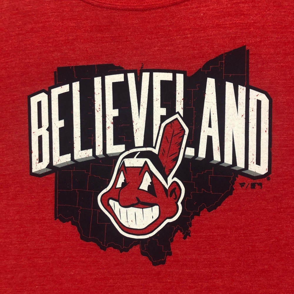 Cleveland Indians Believe‎ Land T Shirt Mens XL Fanatics Red MLB Baseball